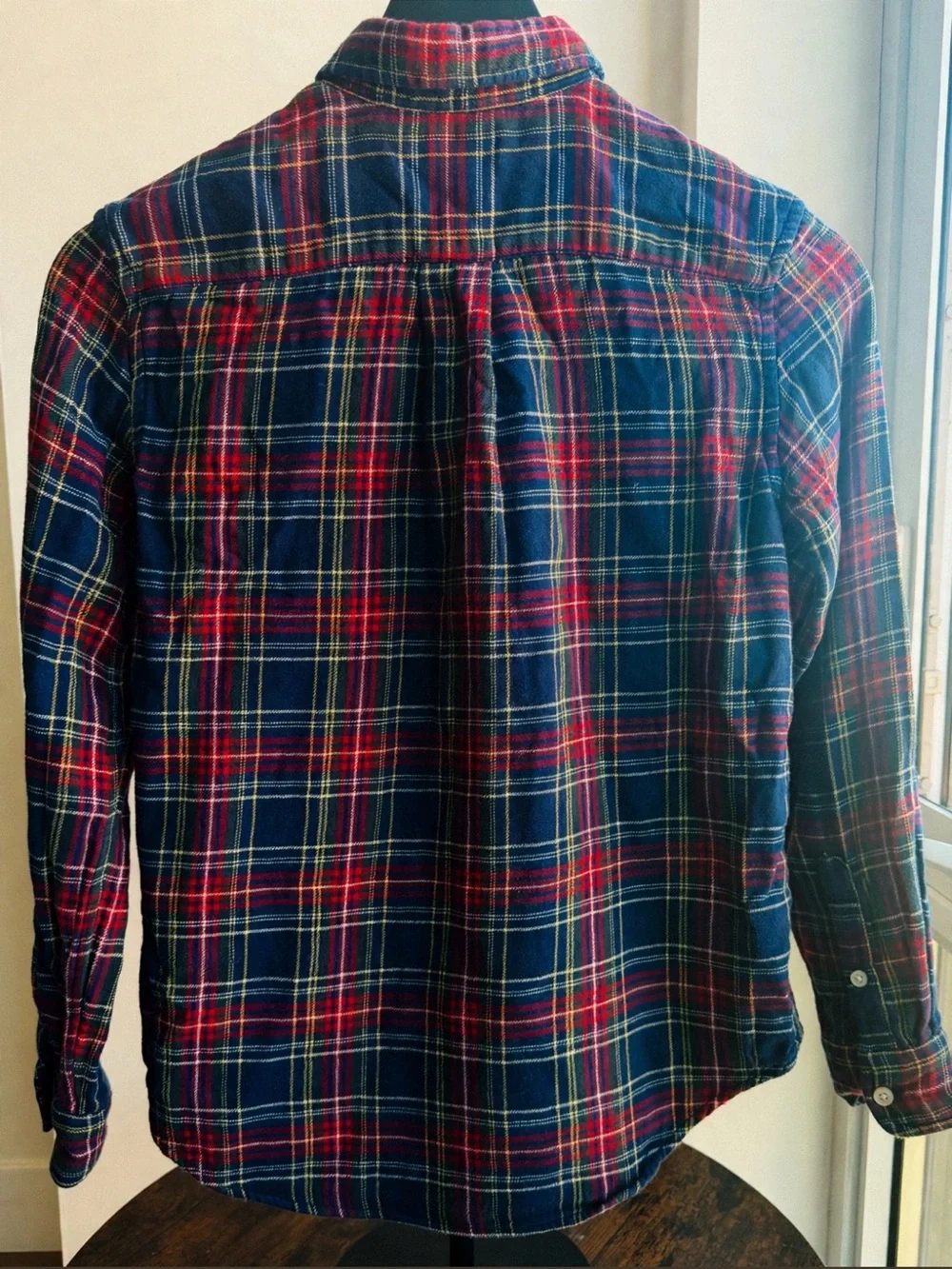 Polo Ralph Lauren Boys M 10-12 Navy Red Plaid Flannel Button Down